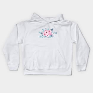 Watercolor Handrawn Rose Bouquet 🌹 Kids Hoodie